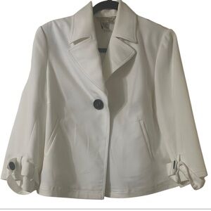 Julie Mitchell Sz 10 White Jacket 3/4” Sleeves 1 Button